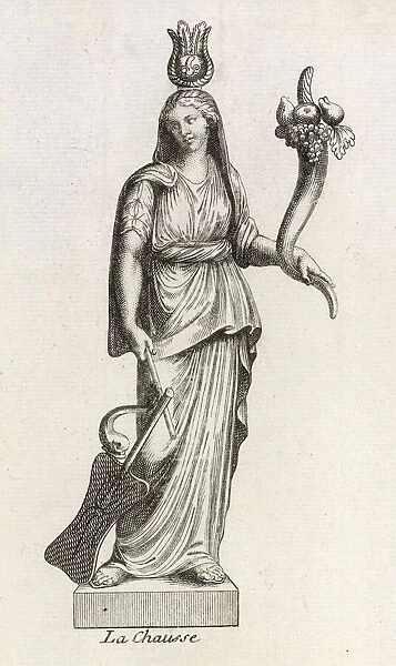 FORTUNA. Roman goddess of luck and prosperity, carrying a cornucopia full of goodies