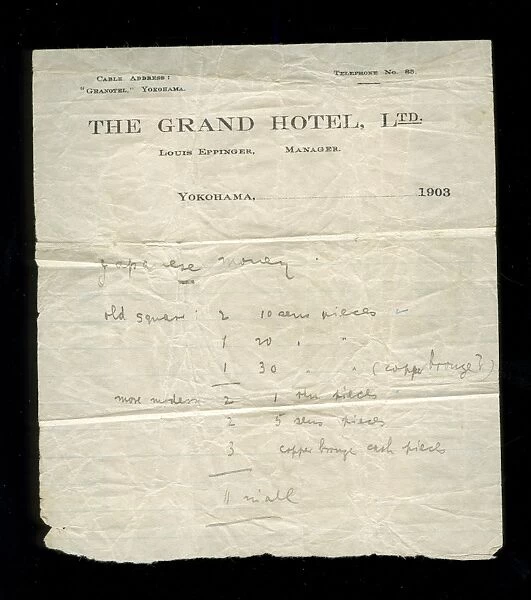 Letterheaded paper, Grand Hotel, Yokohama, Japan