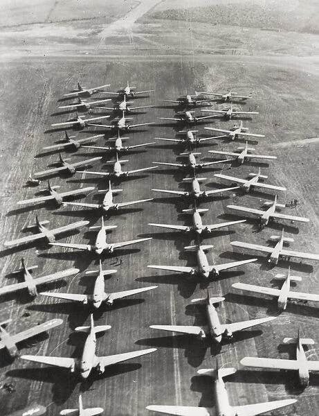World War II transport planes & gliders ready England
