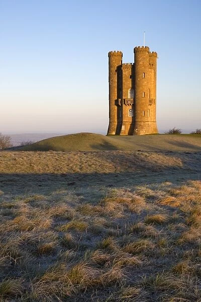 Broadway Tower on frosty morning, Broadway, Cotswolds, Worcestershire, England, United Kingdom, Europe