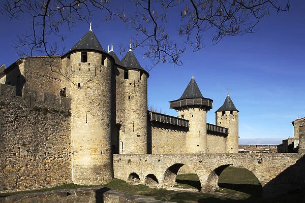 Medieval Towers & Bridge, Carcassonne, Languedoc, France