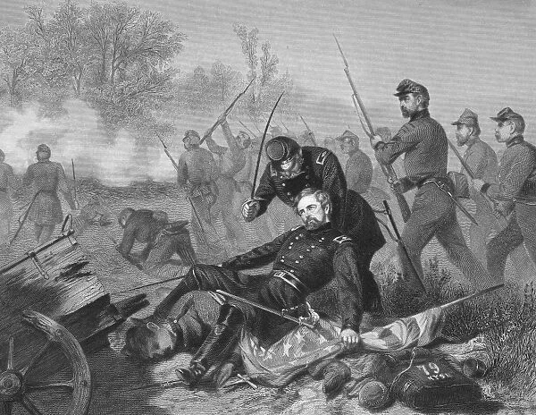 BATTLE OF CHANTILLY, 1862. The Battle of Chantilly, Virginia, 1 September 1862. Steel engraving, 19th century