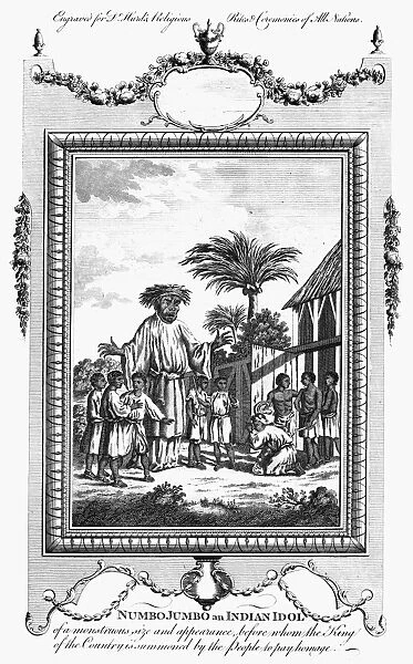 Numbojumbo an Indian Idol. Engraving, late 18th century for Dr. Richard Hurds Religious Rites & Ceremonies of All Nations