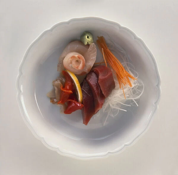 Sashimi in bowl, close-up