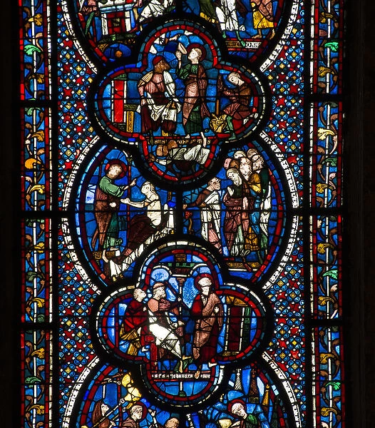 Cathedral of Chartres, stained glass: life of Saint John the Evangelist detail in