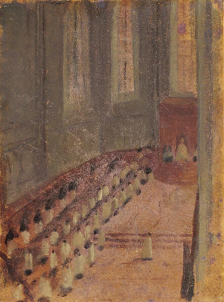 Ceremony of Ordination at Lyon Cathedral (oil on paper maroufle on canvas)