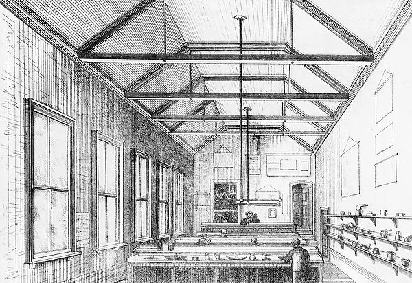 Chemical laboratory, Dulwich College, c. 1870 (lithograph)