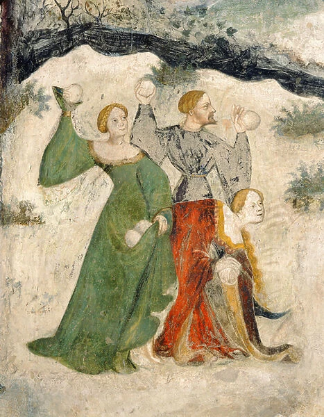 Courtiers intent on a snowball fight, month of January (fresco)
