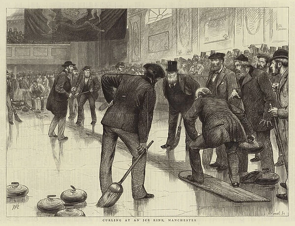 Curling at an Ice Rink, Manchester (engraving)