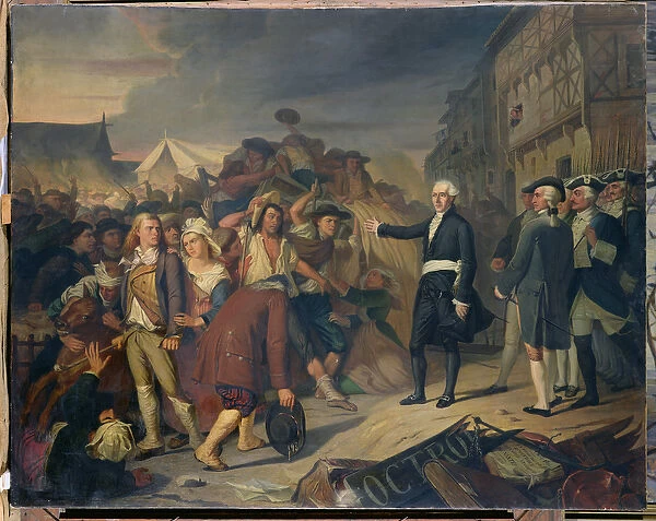 Daniel de Kervegan (1735-1817) Mayor of Nantes, Placating a Riot (oil on canvas)
