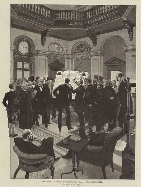 The General Election, announcing the Polls at the Carlton Club (engraving)