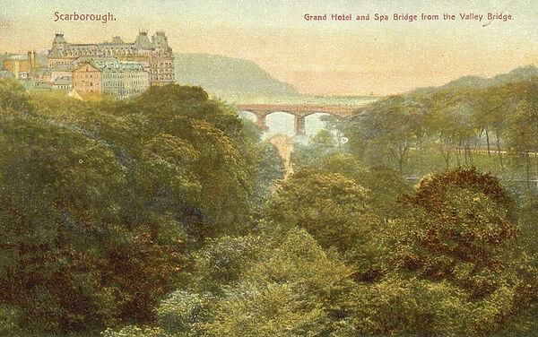 Grand Hotel and bridge, Scarborough (colour photo)