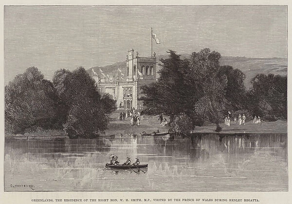 Greenlands, the Residence of the Right Honourable W H Smith, MP, visited by the Prince of Wales during Henley Regatta (engraving)