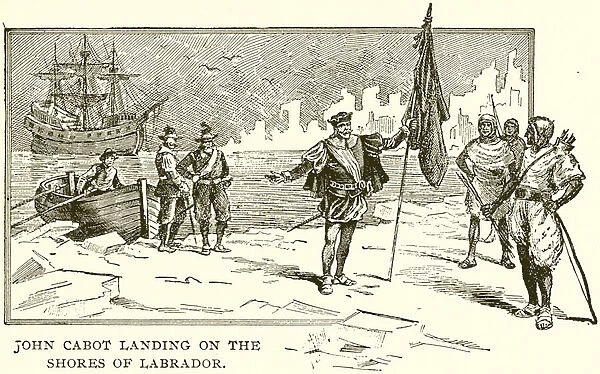 John Cabot landing on the Shores of Labrador (engraving)