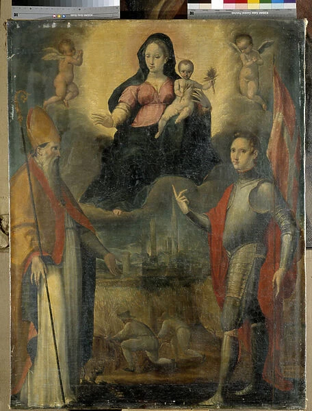 Madone and Child with the saints Mercuriale (patron of the city of Forli) and Valeriano (oil on panel)