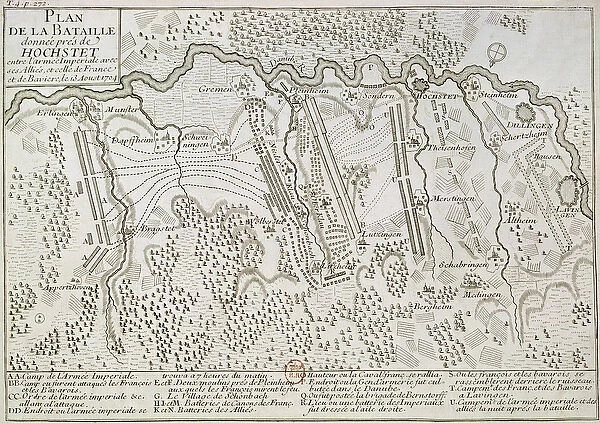 Plan of the Battle of Blenheim between the Imperial Army and the Franco-Bavarian Army