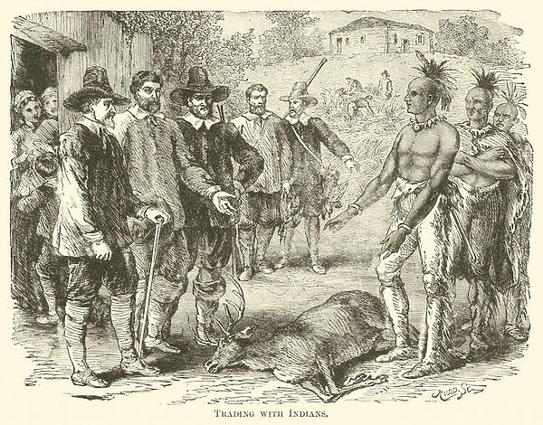 Trading with Indians (engraving)