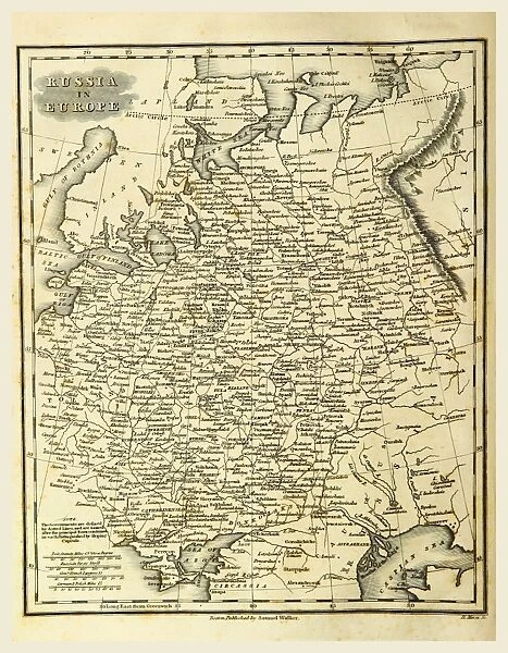 Map Russia, 19th century engraving