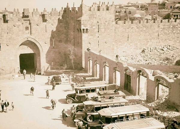 Tearing down shops front Damascus Gate Sept 1937