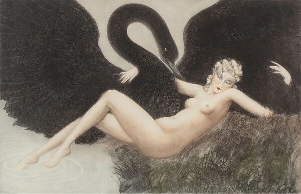 Leda and the Swan, 1934. Creator: Icart, Louis Justin Laurent (1888-1950)