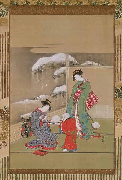 Painting the Eyes on a Snow Rabbit, ca. 1780. Creator: Isoda Koryusai