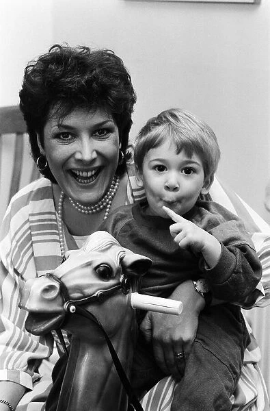 Lynda Bellingham at home in north London with her 22-month-old son Michael