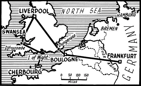 A map which illustrates the underwater oil pipeline used to supply the Allied force
