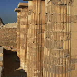 Egypt. Saqqara. Djoser Pyramid. Entrance with fasciculate co