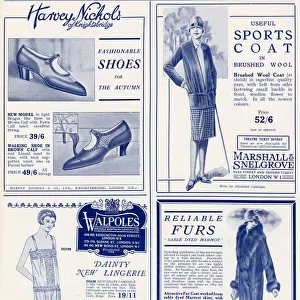 Page of fashion adverts - October 1927