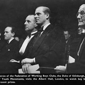 Prince Philip at a boxing match at the Albert Hall