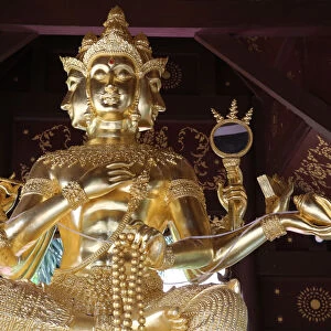 Brahma statue in Wat Chai Mongkhon, Chiang Mai, Thailand, Southeast Asia, Asia