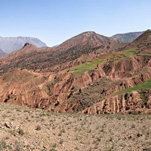 Panoramic of badland rock formation in mountains in Morocco, North Africa, Africa