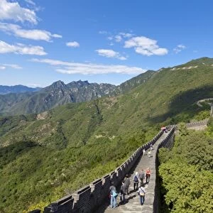 Tourists walking on the Great Wall of China, UNESCO World Heritage Site