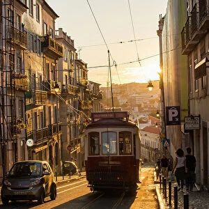 Tram in Lisbon, Portugal, Europe