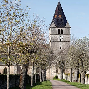 A view shows the church of Fontaines