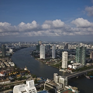 Thailand, Bangkok. View of the Chao Praya River from State Lebua Tower