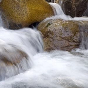 USA, California, Horse Creek. Water cascades over colorful rocks in Horse Creek in