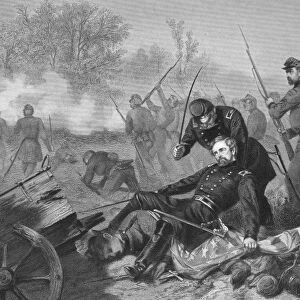 BATTLE OF CHANTILLY, 1862. The Battle of Chantilly, Virginia, 1 September 1862. Steel engraving, 19th century