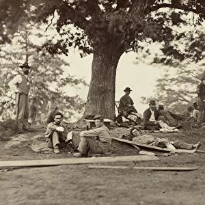 CIVIL WAR: WOUNDED, c1863. Wounded soldiers at a field hospital in Fredericksburg, Virginia