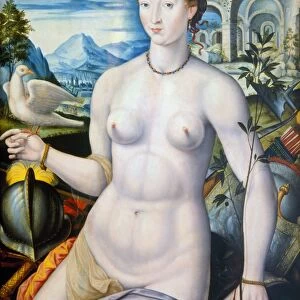 DIANE DE POITIERS (1499-1566). Mistress of Henry II of France. Diane de Poitiers as an Allegory of Peace. Oil on panel, c1568-70, by