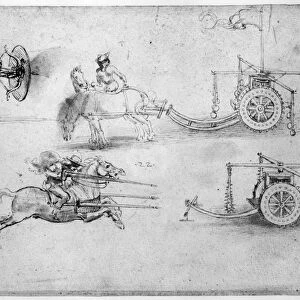 LEONARDO: WARFARE. Drawings by Leonardo da Vinci, c1500, depicting various types of combatants