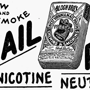 MAIL POUCH TOBACCO, 1895. American magazine advertisement, 1895