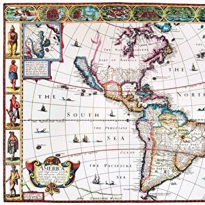 NEW WORLD MAP, 1616. English map of the western hemisphere published by John Speed in 1616