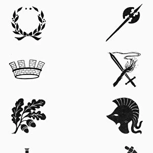 SYMBOLS: VICTORY AND WAR. Various symbols of victory and war