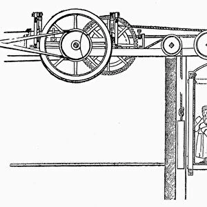 THE TEAGLE ELEVATOR 1835. The earliest known power-driven passenger hoist controlled from the car. Line engraving, American, 19th century