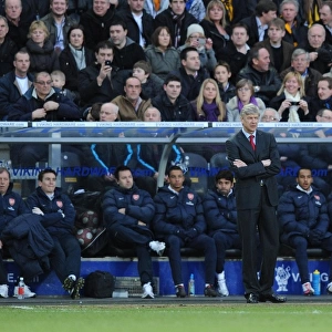 Arsenal manager Arsene Wenger during the match. Hull City 1: 2 Arsenal, Barclays Premier League