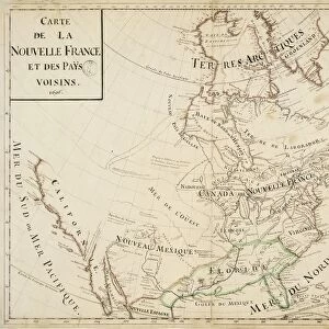 Map of Canada, New France and Neighboring Countries by Guillaume Delisle, pen drawing, created in Paris, 1696