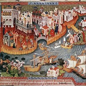 Marco Polo (1254-1324) setting out from Venice with his father and uncle, 1271, for