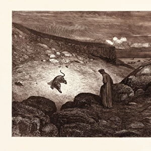 THE PANTHER IN THE DESERT, BY GUSTAVE DORE, a scene from the Inferno by Dante. Dore