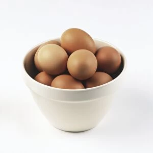 Bowl full of brown eggs